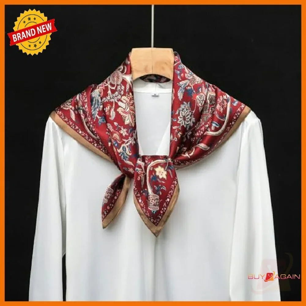 100% Mulberry Silk Square Scarf 25.6x25.6 Lightweight Versatile Accessory